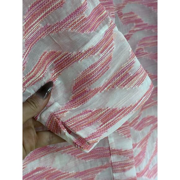 CARLISLE new york light blush pink abstract semi sheer gauzy modern blouse top - Picture 10 of 12